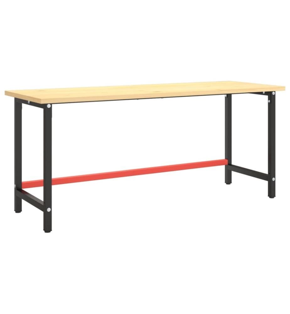 Werkbankgestell Mattschwarz und Mattrot 180x57x79 cm Metall