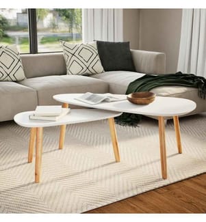 2-tlg. Couchtisch-Set Massivholz Kiefer Weiss