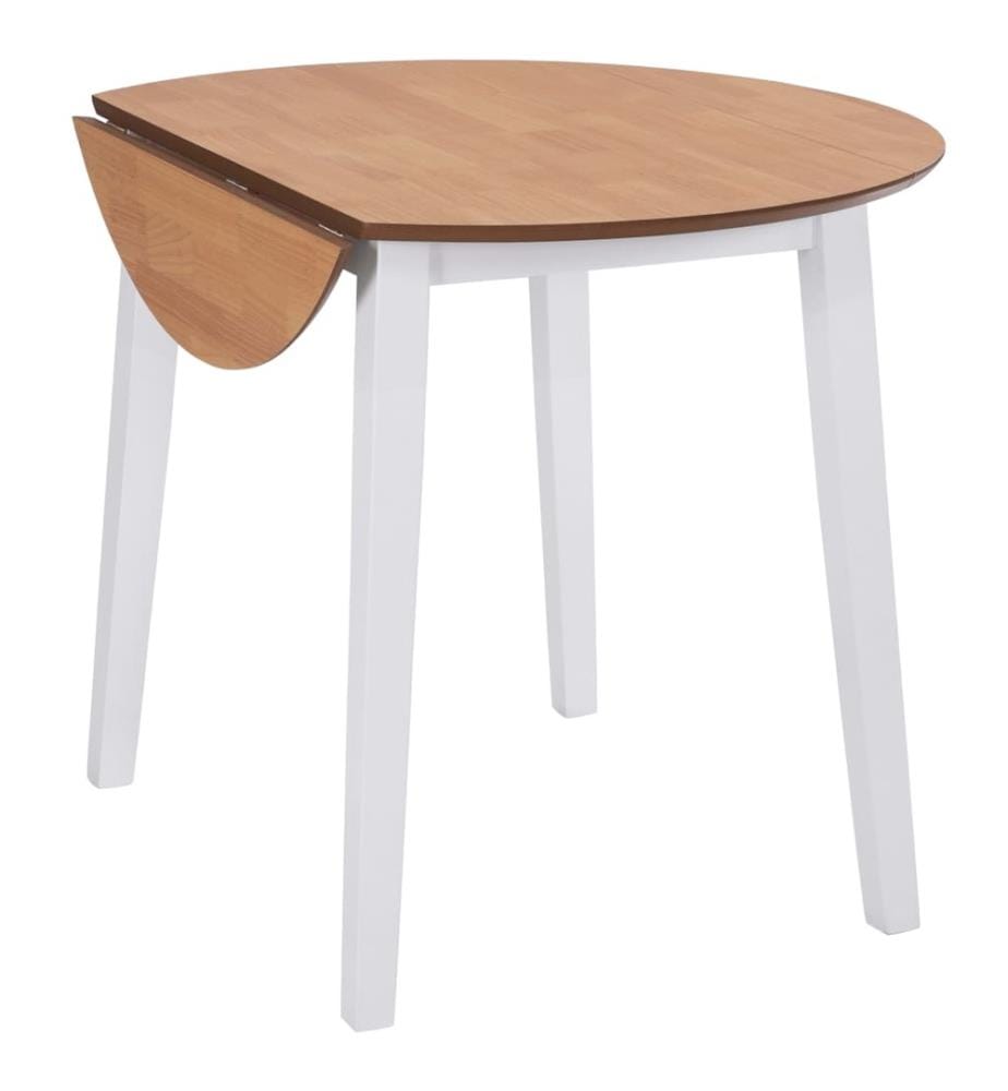 Table à manger ronde à abattant MDF blanc