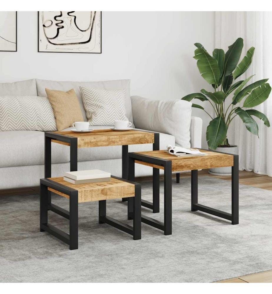 Satztische 3 Stk. Massivholz Mango