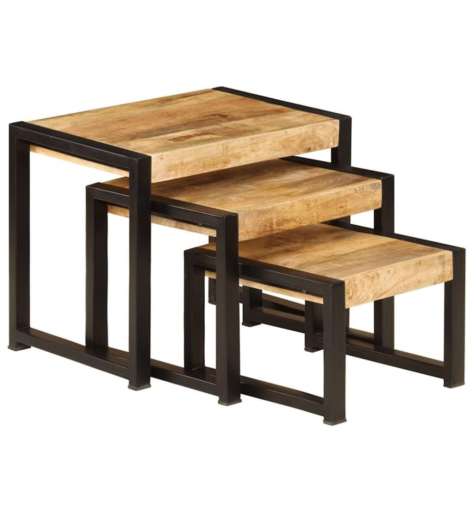Satztische 3 Stk. Massivholz Mango