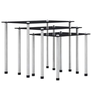 Satztische 3 Stk. Schwarz Hartglas