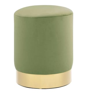 Tabouret Vert moutarde et doré Velours 28 x 36 cm
