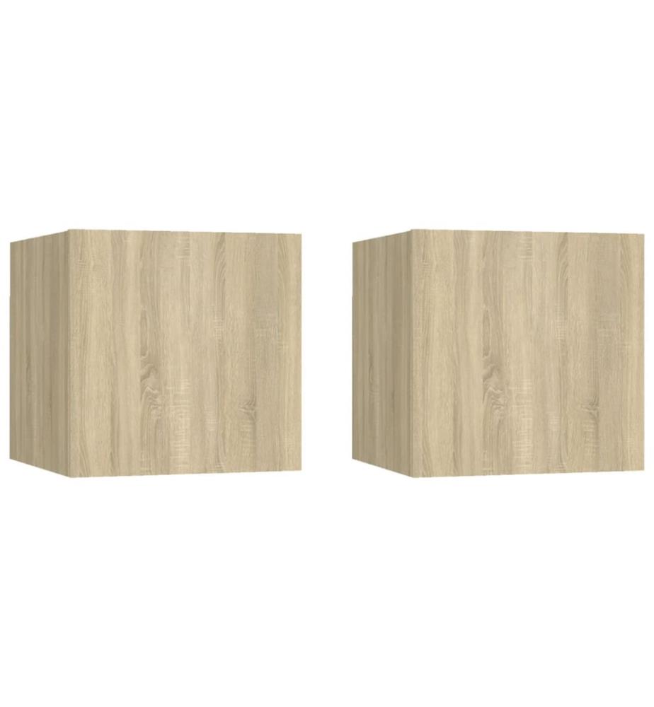 Tables de chevet 2pcs Chêne sonoma 30,5x30x30cm Bois ingénierie