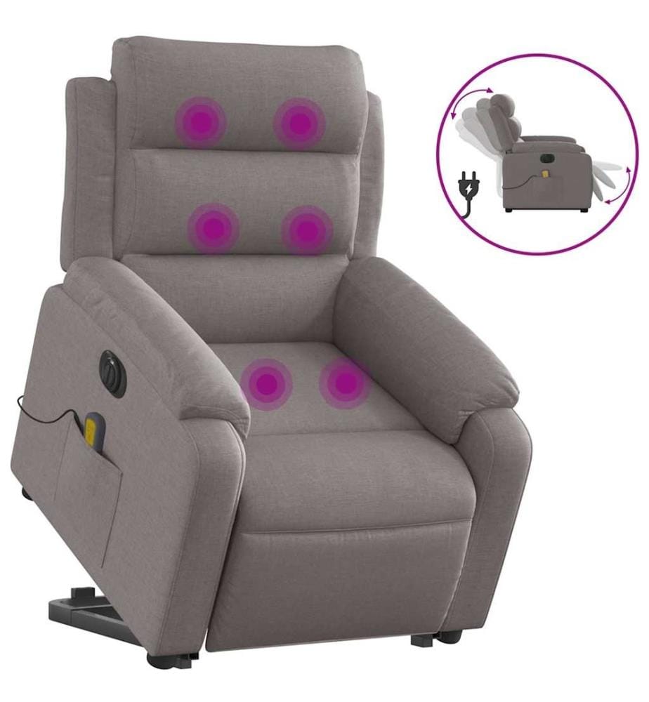 Elektrischer Massagesessel mit Aufstehhilfe Taupe Stoff