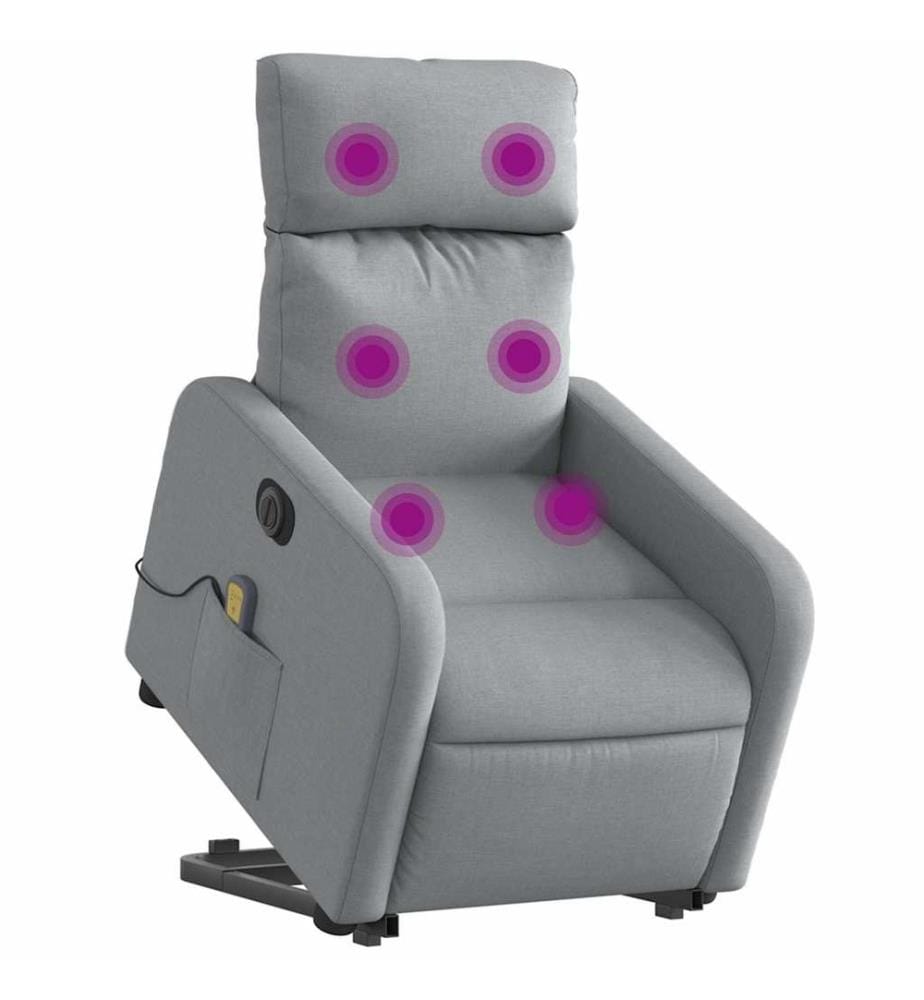 Fauteuil inclinable de massage électrique Gris clair Tissu