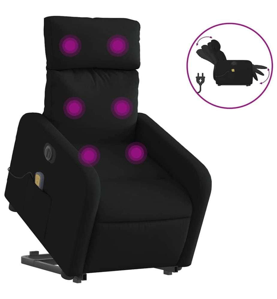 Fauteuil inclinable de massage électrique Noir Tissu