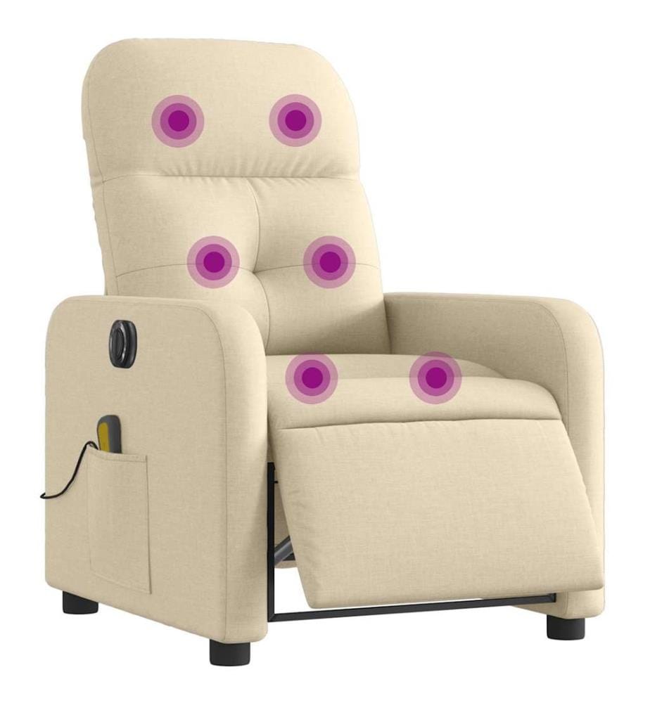 Fauteuil inclinable de massage électrique crème tissu