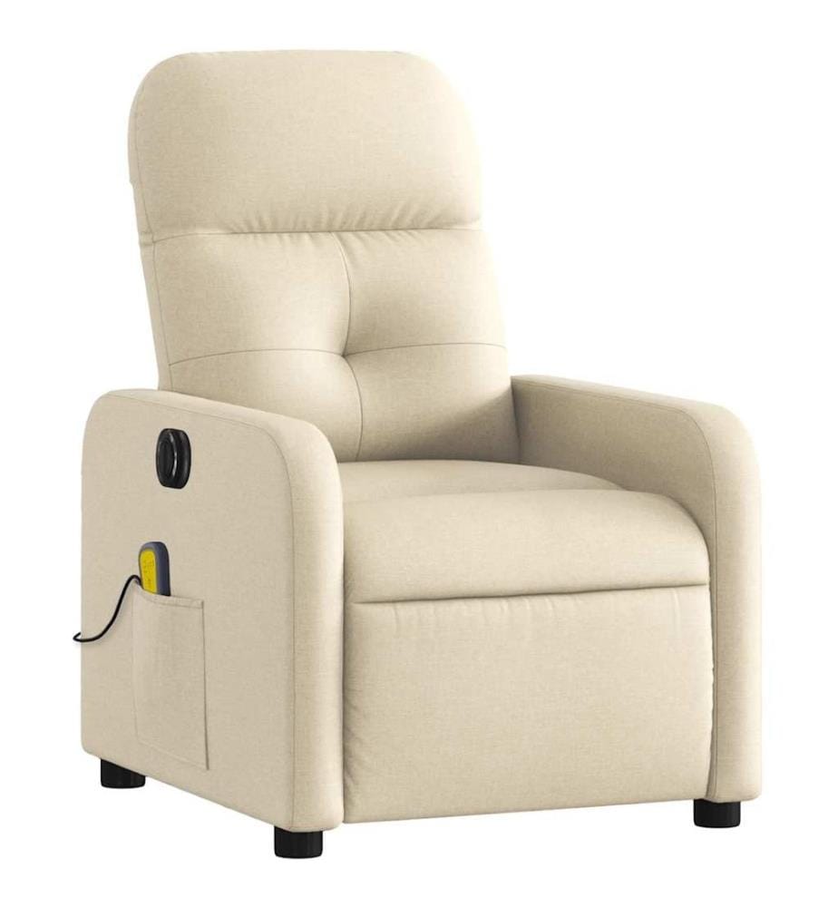 Fauteuil inclinable de massage électrique crème tissu