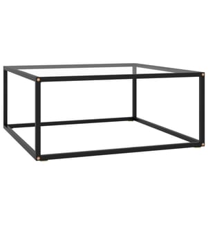 Couchtisch Schwarz mit Hartglas 80x80x35 cm