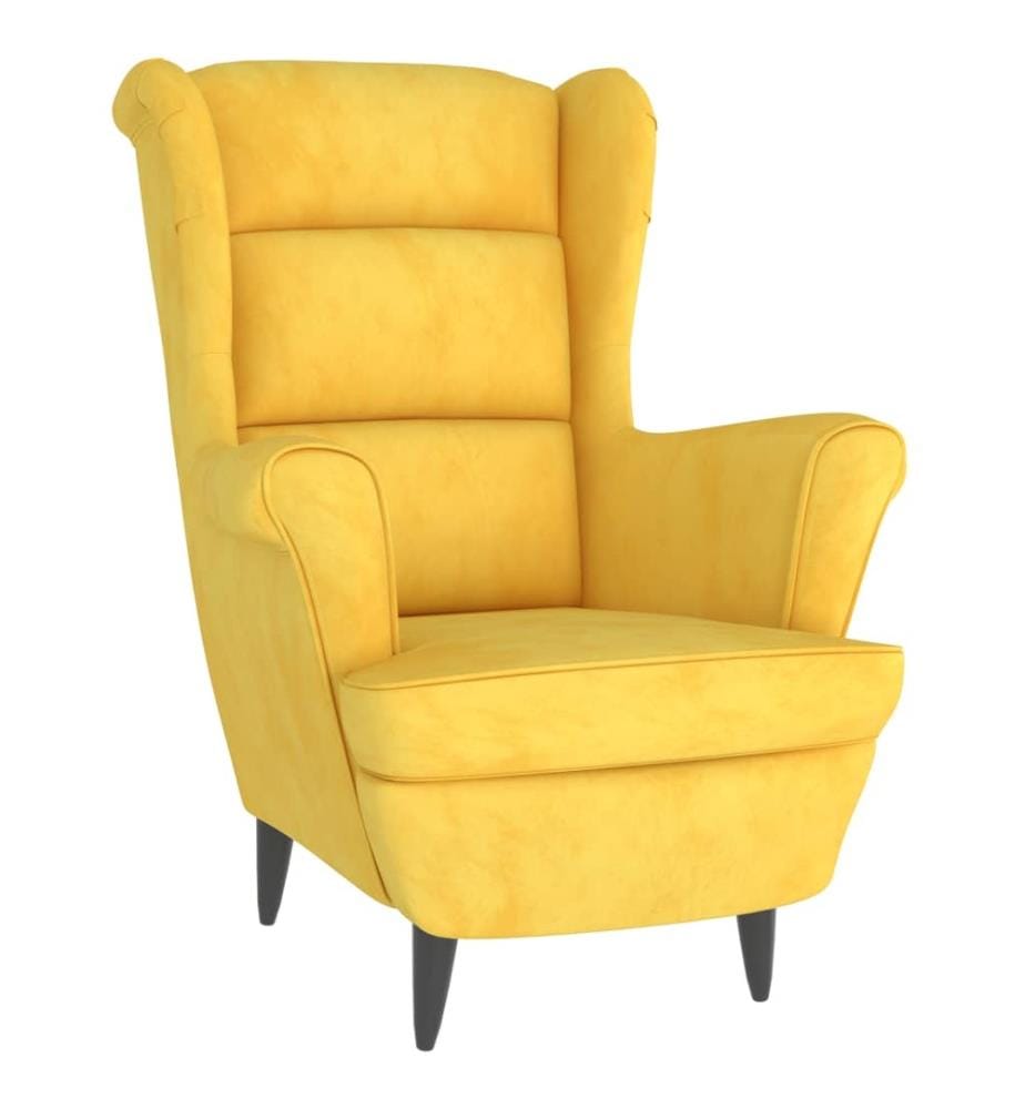 Fauteuil jaune moutarde velours