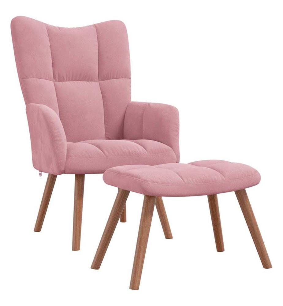 Relaxsessel mit Hocker Rosa Samt