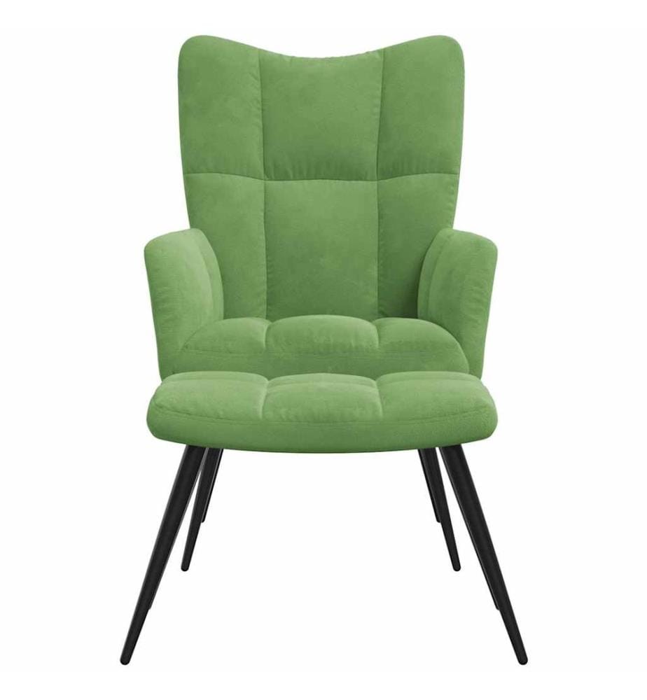 Relaxsessel mit Hocker Hellgrün Samt