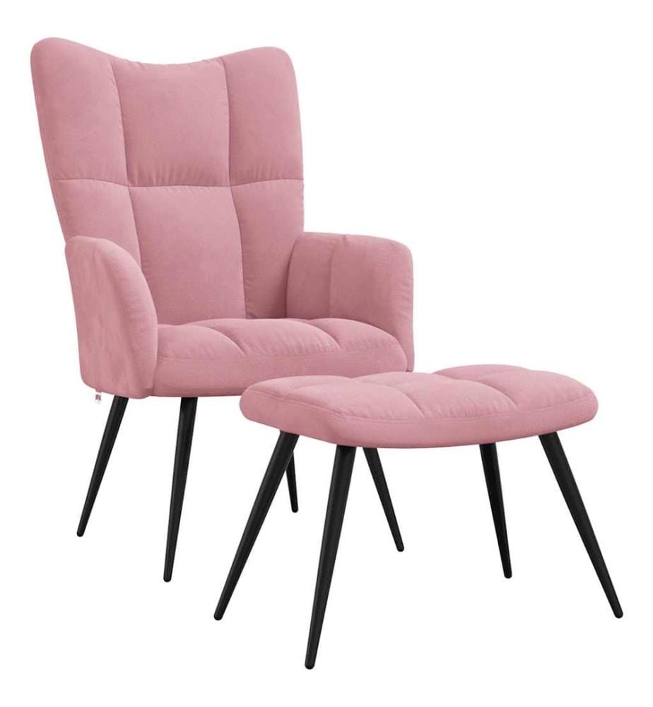 Relaxsessel mit Hocker Rosa Samt