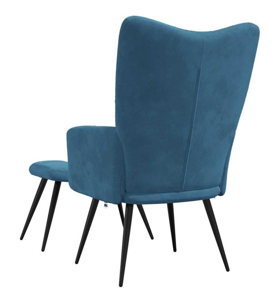 Relaxsessel mit Hocker Blau Samt