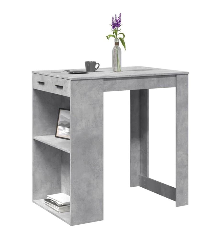 Table de bar gris béton 102x70x103,5 cm bois d'ingénierie