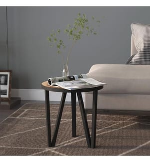 Beistelltisch Schwarz und Gelb Ø35 cm MDF