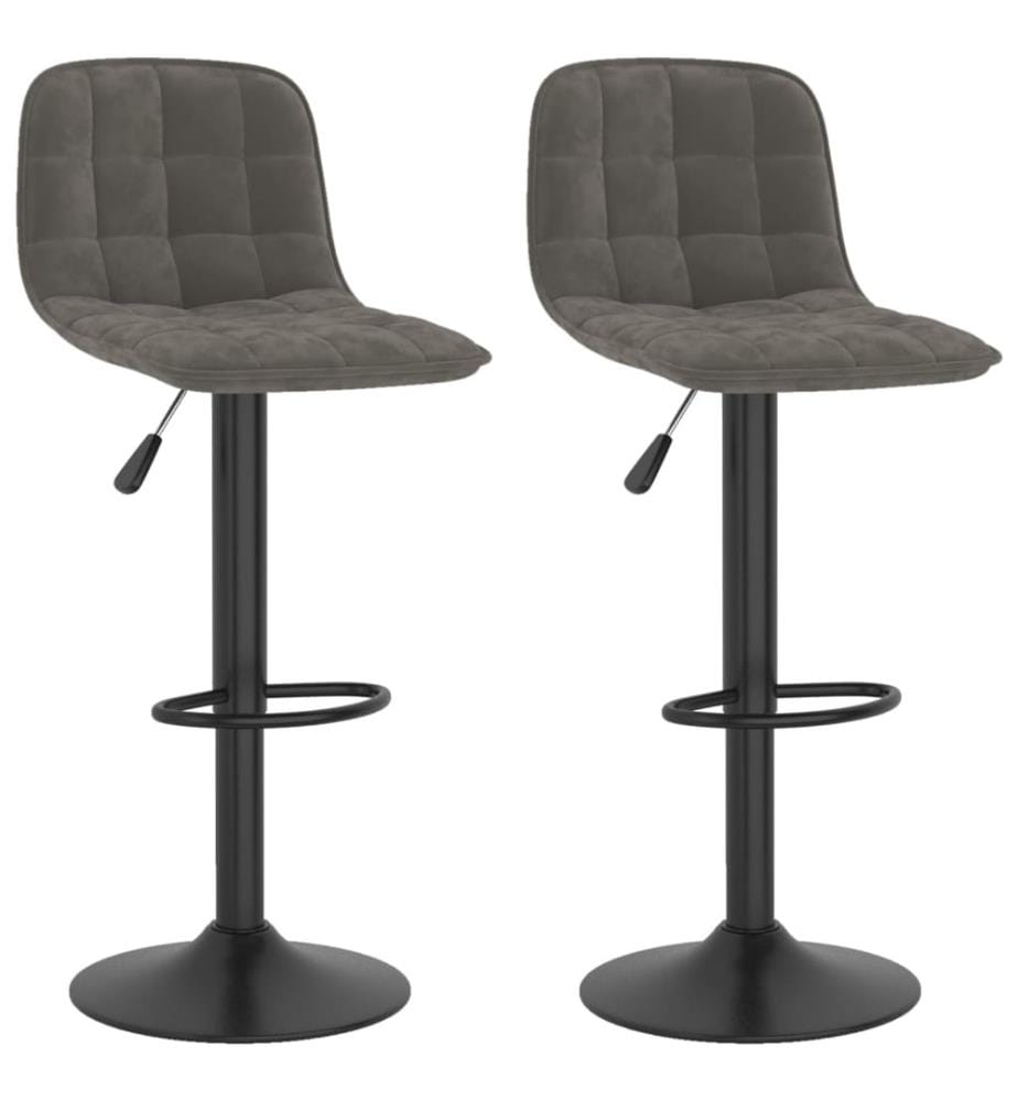 Barhocker 2 Stk. Dunkelgrau Samt