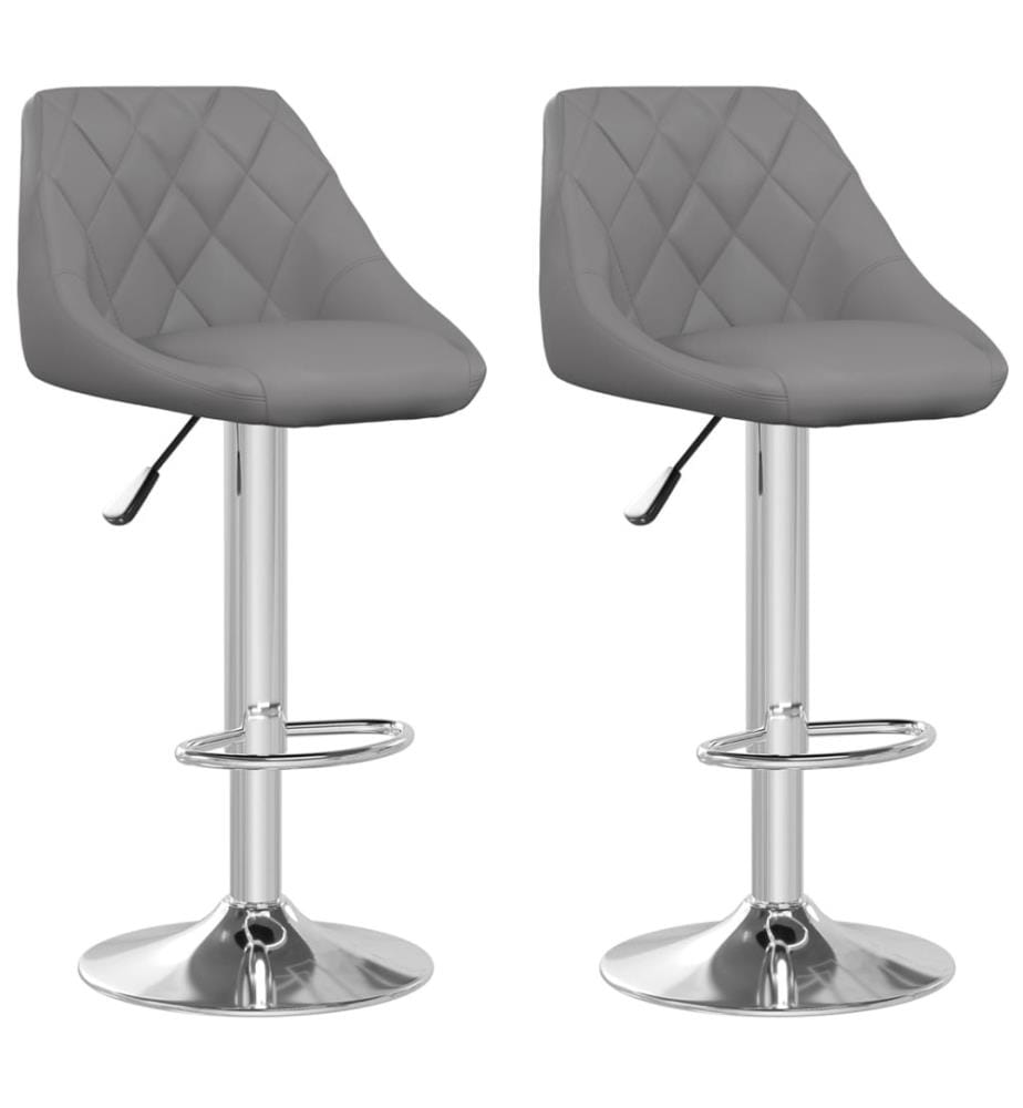 Tabourets de bar lot de 2 gris similicuir