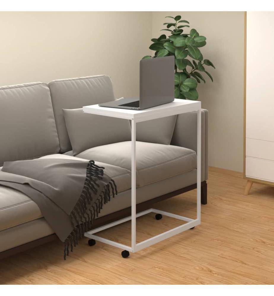 Beistelltisch mit Rollen Weiss 55x35x70 cm Holzwerkstoff