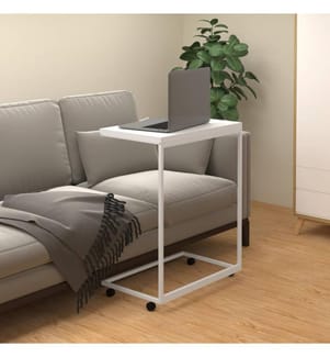 Beistelltisch mit Rollen Weiss 55x35x70 cm Holzwerkstoff
