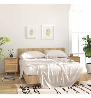 Nachttische 2 Stk. Braun Massivholz Kiefer und Natur-Rattan