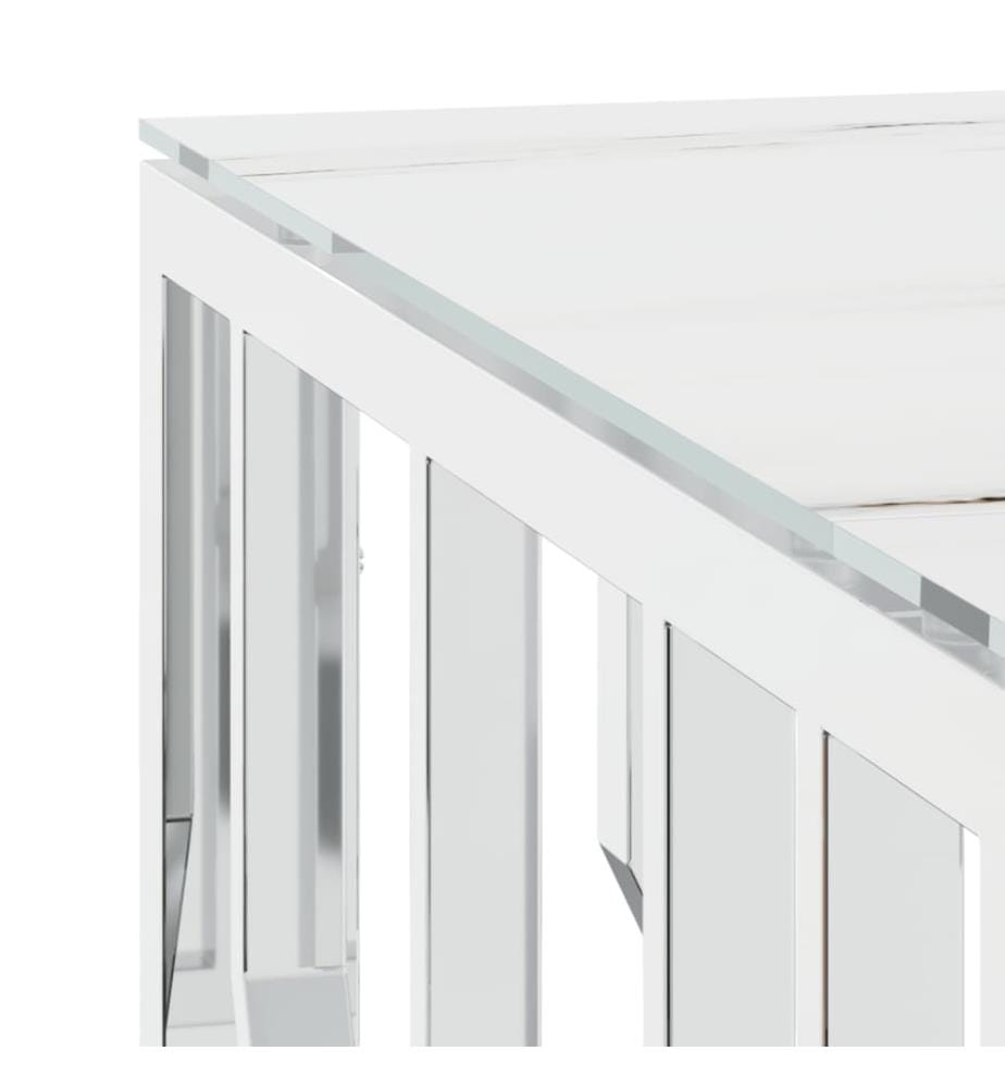 Couchtisch Silbern 80x80x40 cm Edelstahl und Glas
