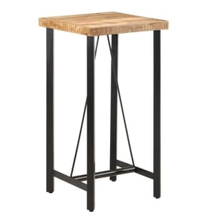Table de bar 55x55x107 cm bois massif de manguier et fer