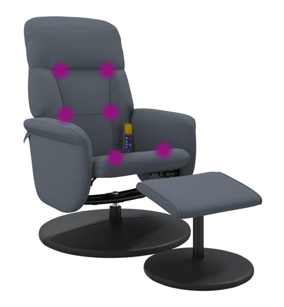 Fauteuil de massage inclinable repose-pied gris foncé velours