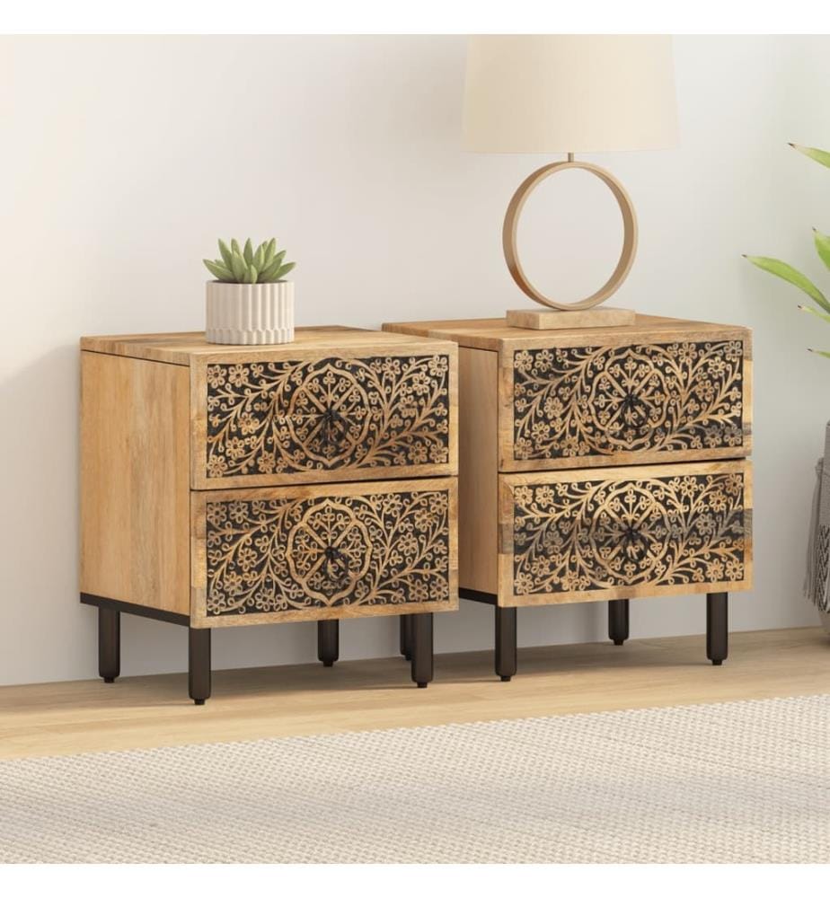 Nachttische 2 Stk. 40x33x46 cm Massivholz Mango