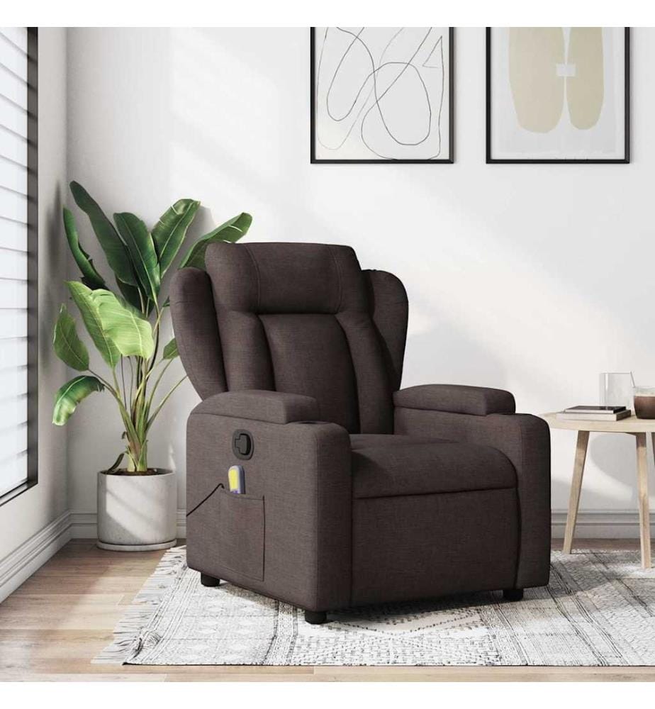 Massagesessel Dunkelbraun Stoff