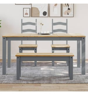 Table à manger Panama gris 160x80x75 cm bois massif de pin
