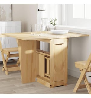 Table à manger papillon pliable Corona cire marron bois de pin