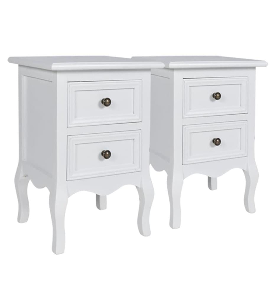 Nachttische 2 Stk. mit 2 Schubladen MDF Weiss