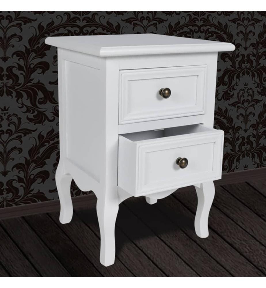 Nachttische 2 Stk. mit 2 Schubladen MDF Weiss