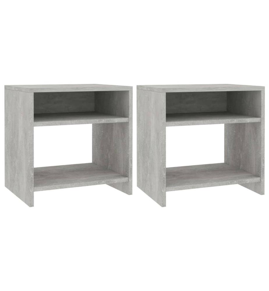 Nachttische 2 Stk. Betongrau 40x30x40 cm Holzwerkstoff