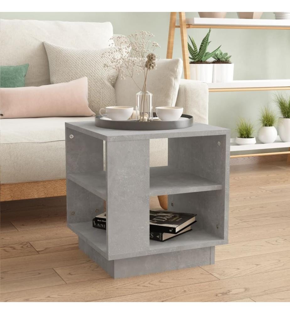 Table basse gris béton 40x40x43 cm bois d'ingénierie