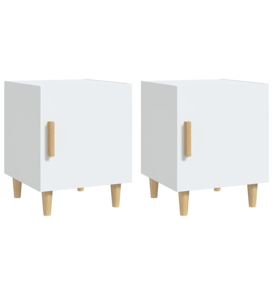 Tables de chevet 2 pcs Blanc Bois d'ingénierie