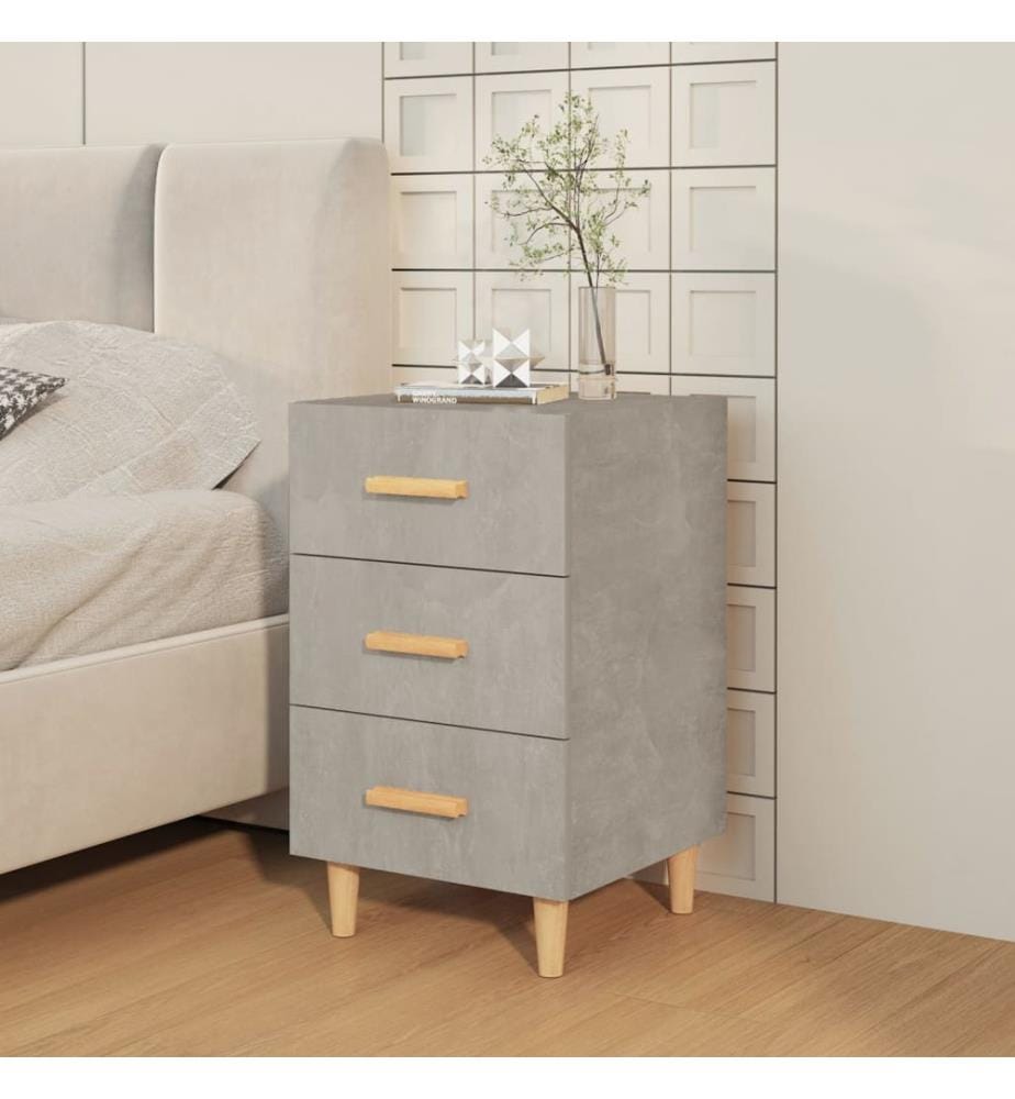 Table de chevet gris béton 40x40x66 cm bois d'ingénierie