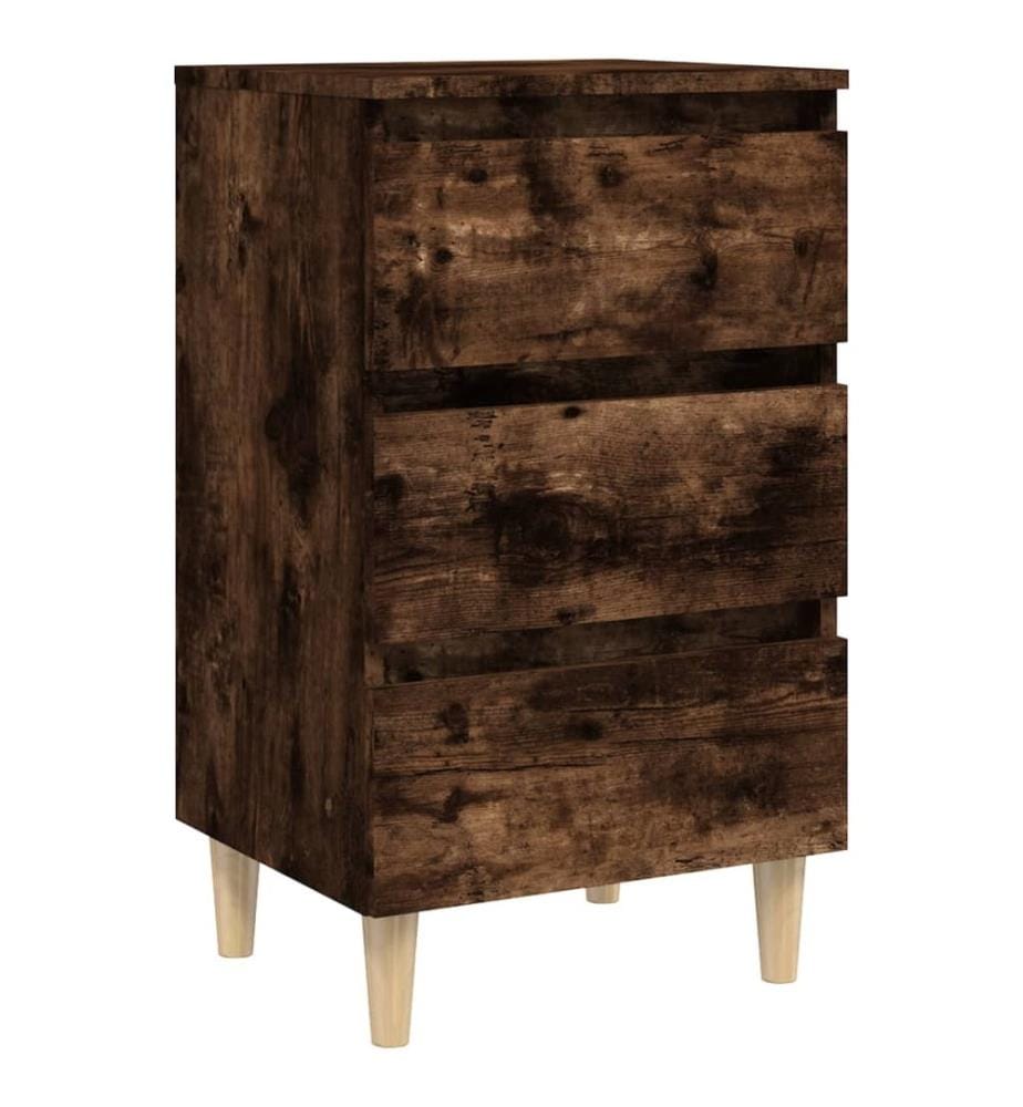 Nachttisch mit Massivholz-Beinen Räuchereiche 40x35x69 cm