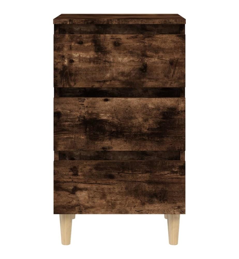 Nachttisch mit Massivholz-Beinen Räuchereiche 40x35x69 cm