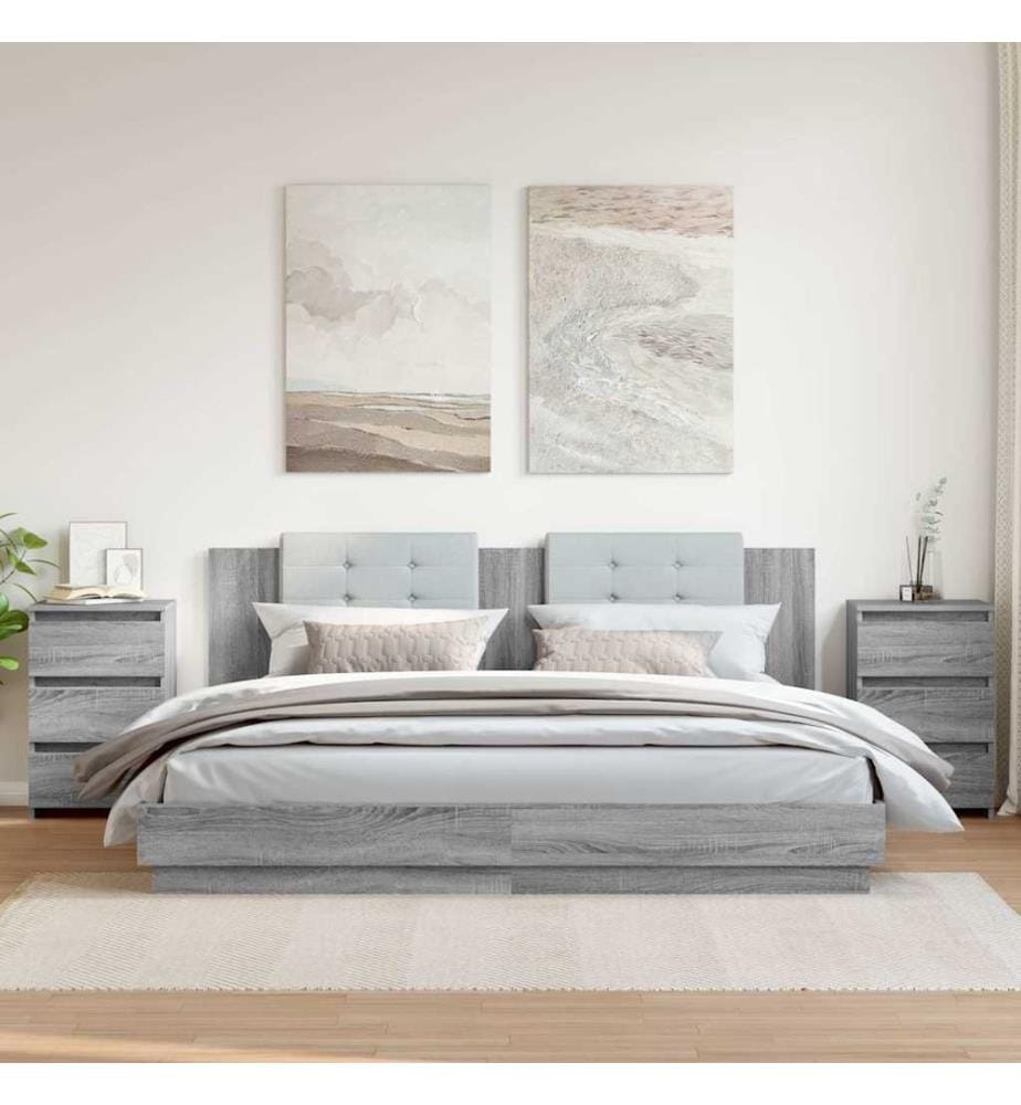Nachttische 2 Stk. Grau Sonoma 40x35x62,5 cm Holzwerkstoff