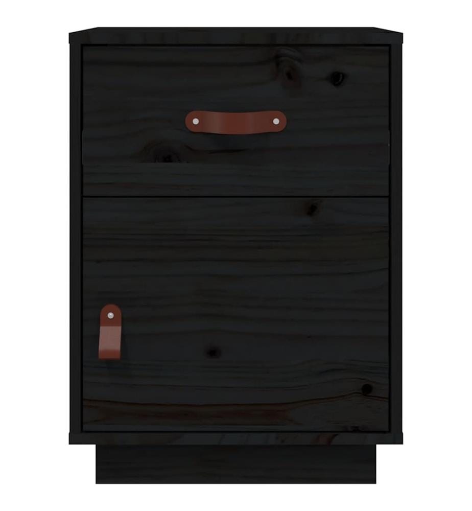 Nachttisch Schwarz 40x34x55 cm Massivholz Kiefer