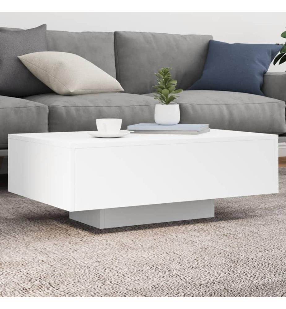 Table basse avec lumières LED blanc 85x55x31 cm