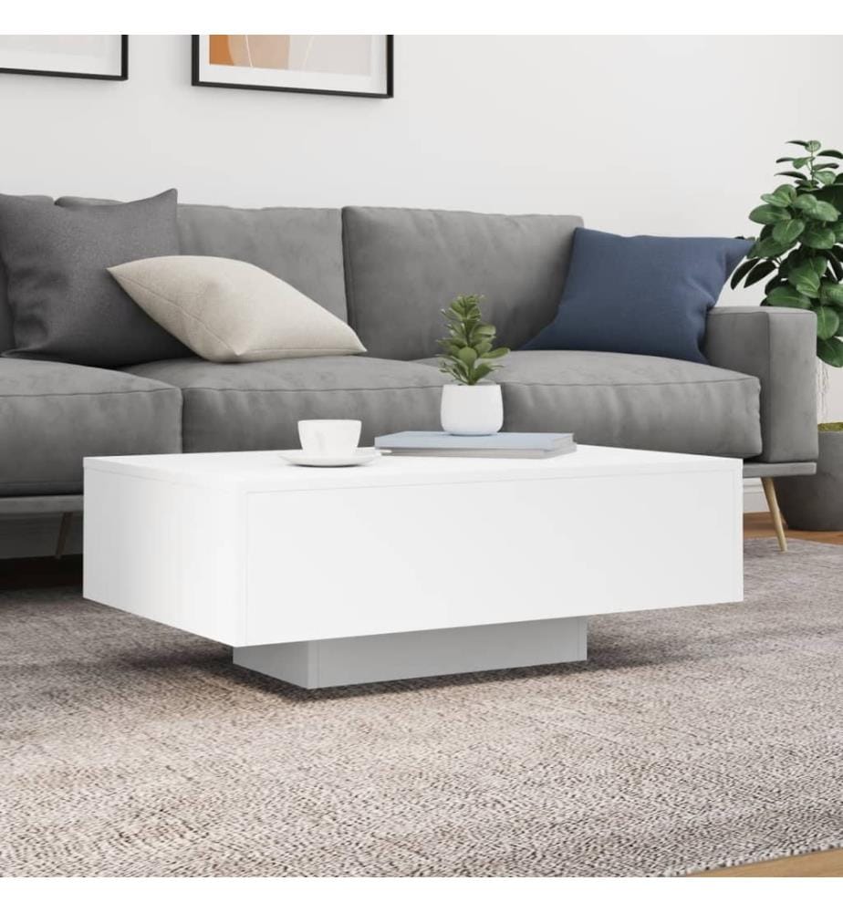 Table basse avec lumières LED blanc 85x55x31 cm