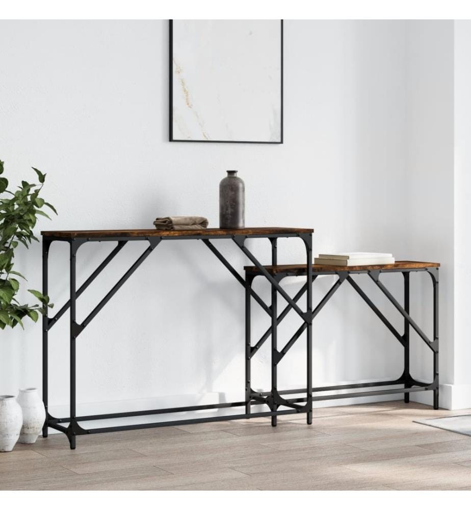 Tables console gigognes 2 pcs chêne fumé bois d'ingénierie