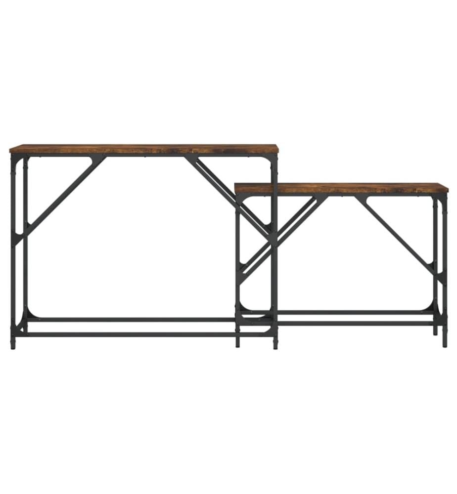 Tables console gigognes 2 pcs chêne fumé bois d'ingénierie