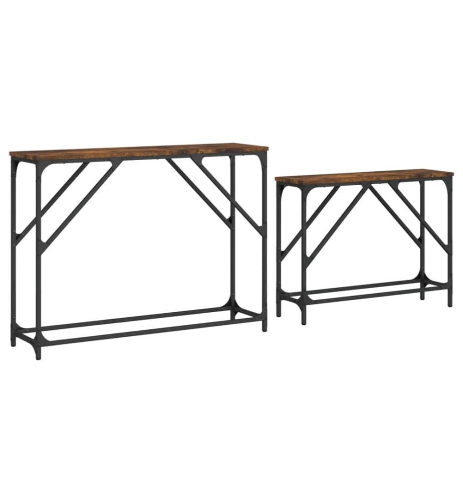 Tables console gigognes 2 pcs chêne fumé bois d'ingénierie