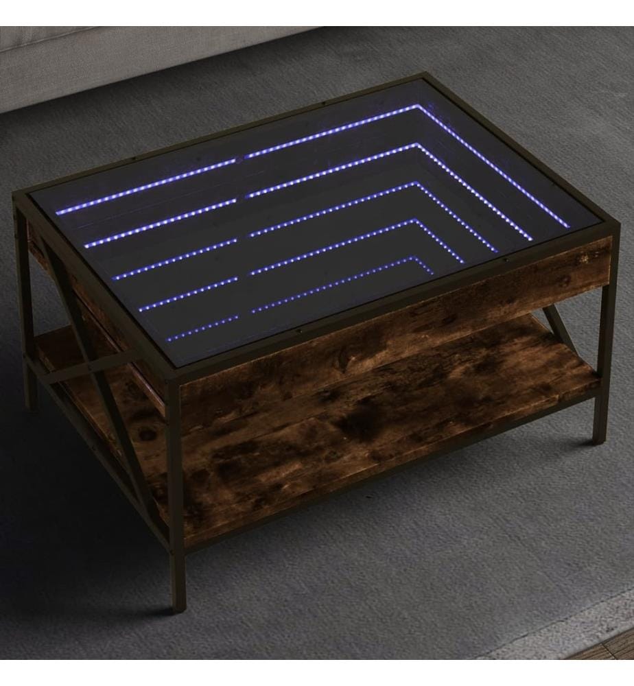 Table basse avec LED Infinity chêne fumé 70x50x38 cm