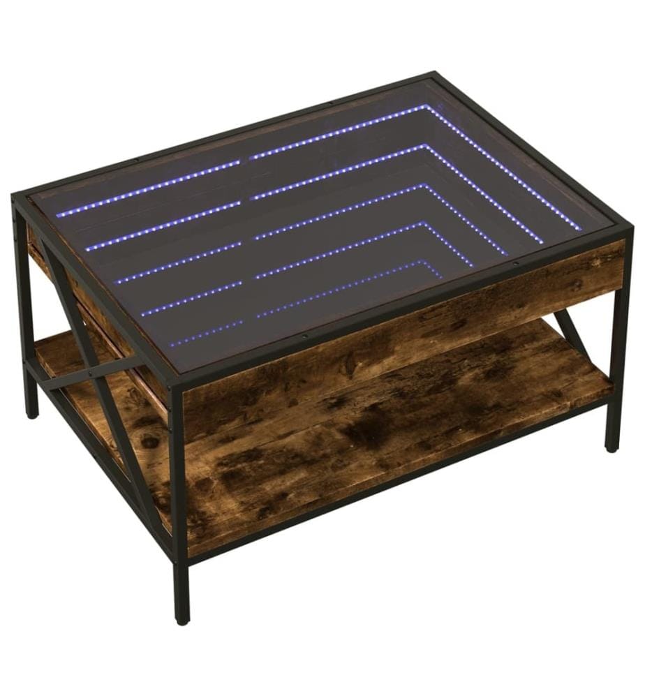 Table basse avec LED Infinity chêne fumé 70x50x38 cm